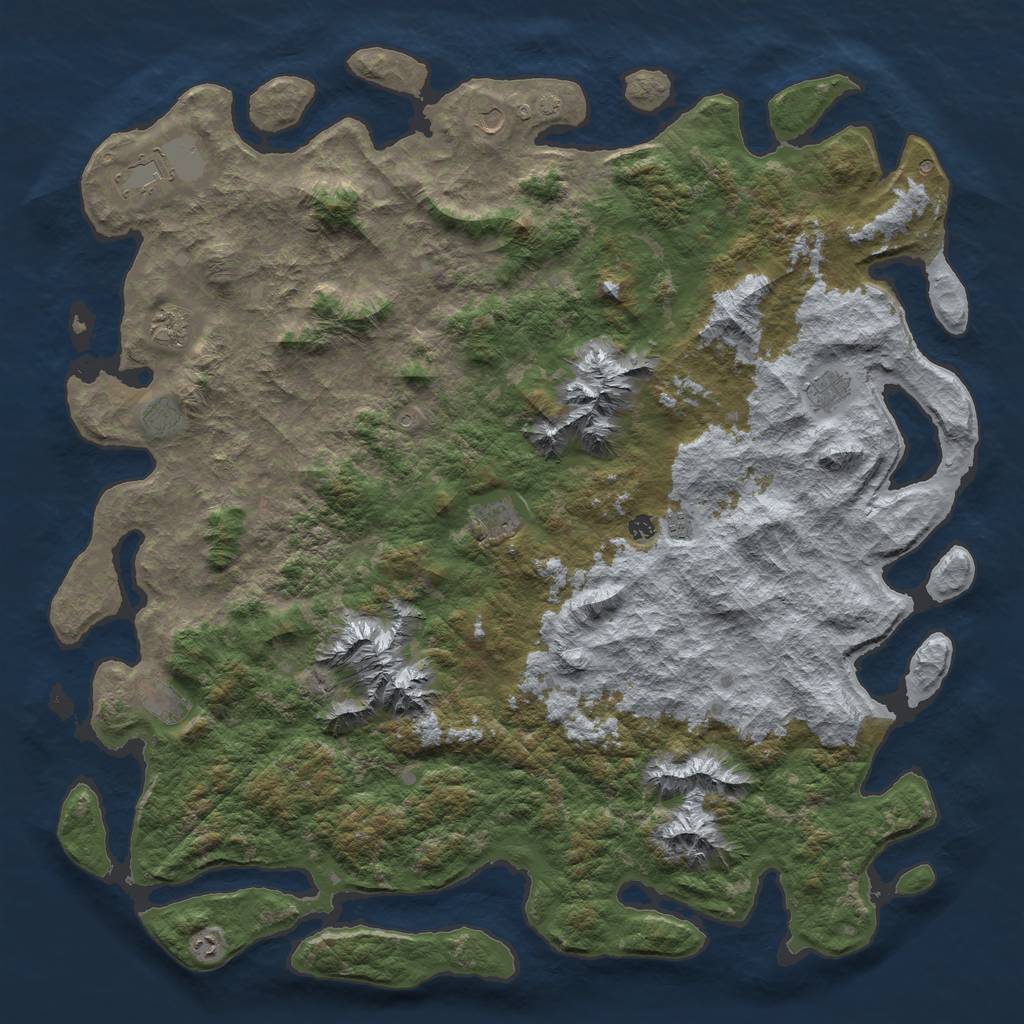 Rust Map: Barren, Size: 6000, Seed: 98078144, 14 Monuments