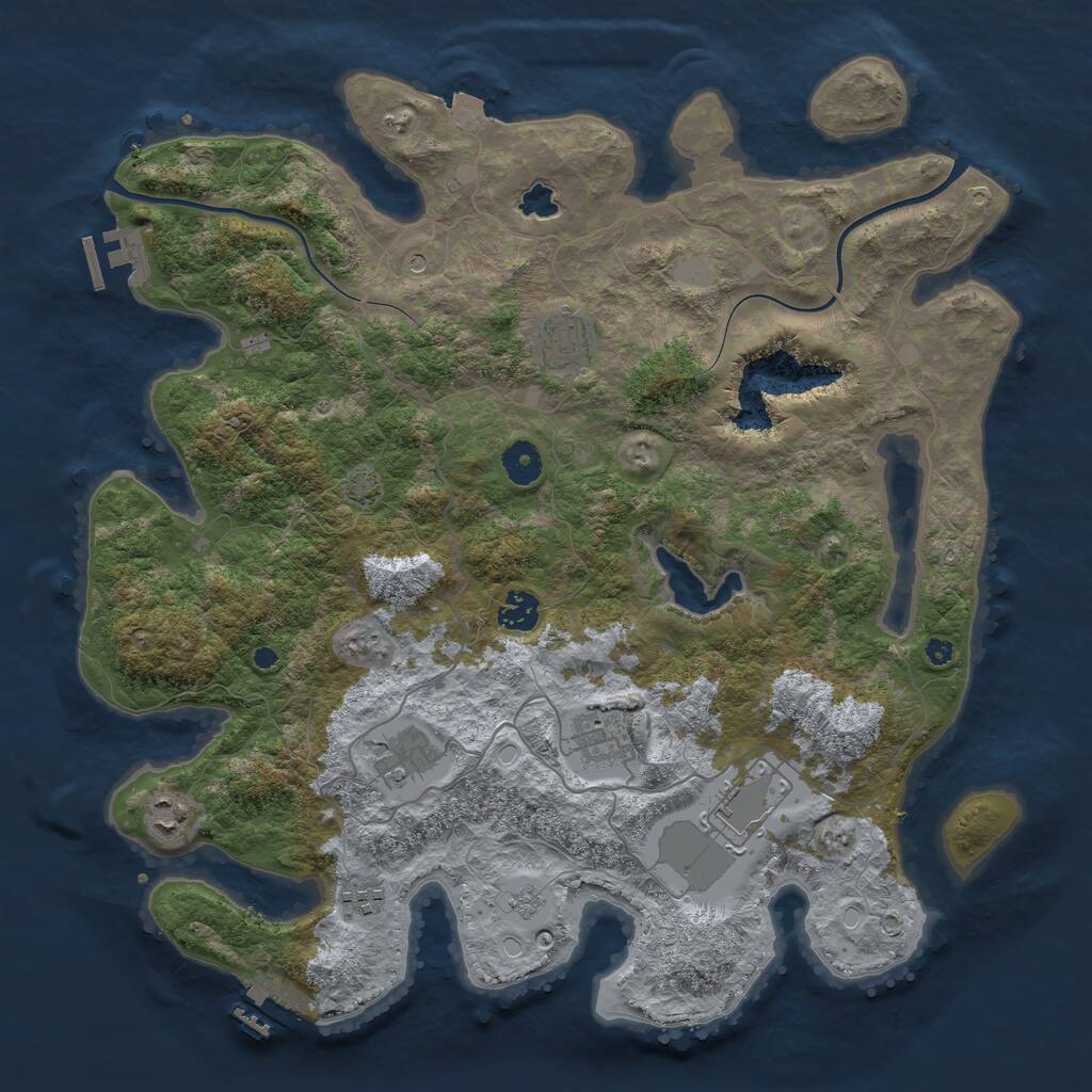 Rust Map: Procedural Map, Size: 4000, Seed: 831098128, 13 Monuments
