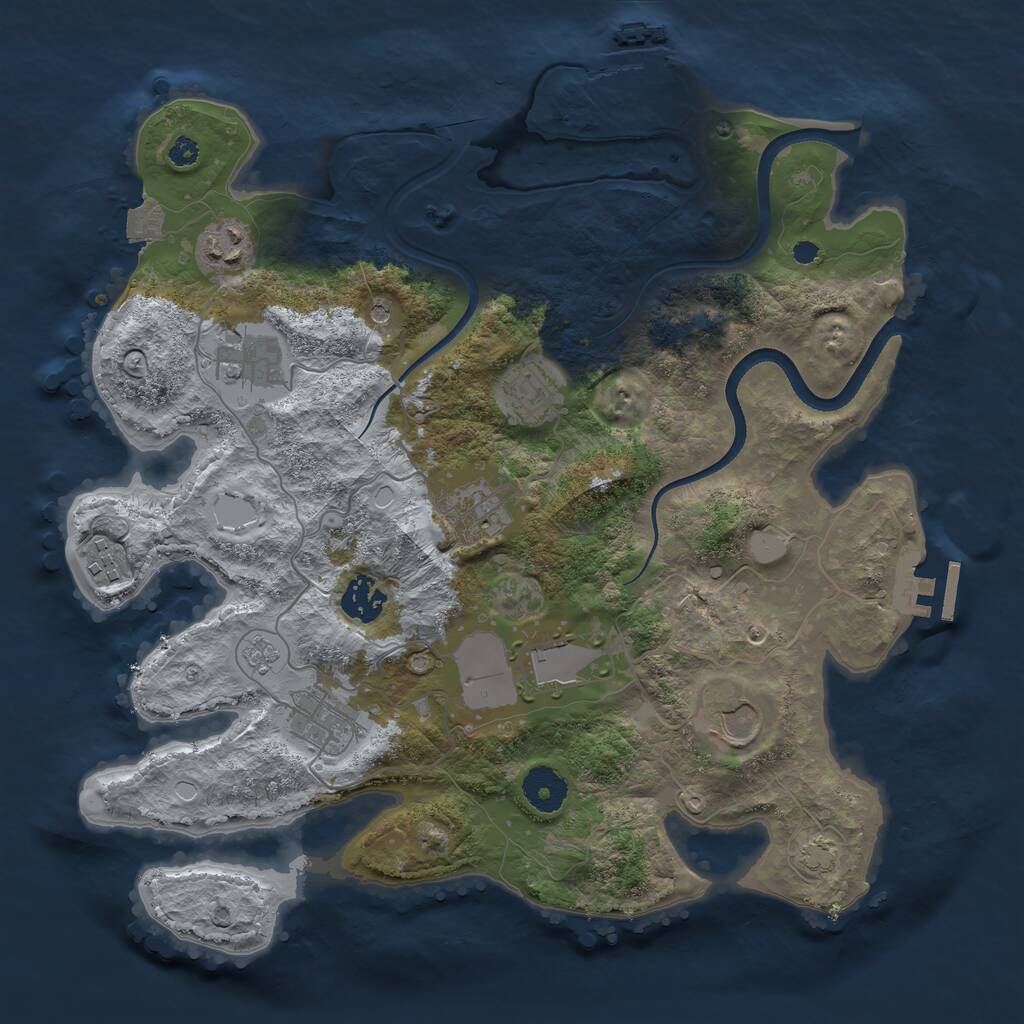 Rust Map: Procedural Map, Size: 3500, Seed: 92691, 15 Monuments