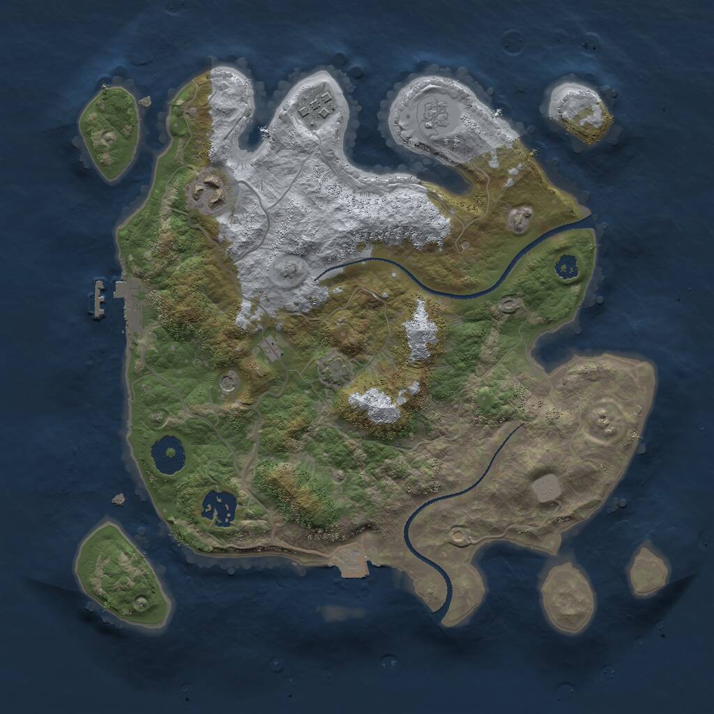 Rust Map: Procedural Map, Size: 3000, Seed: 875478978, 8 Monuments