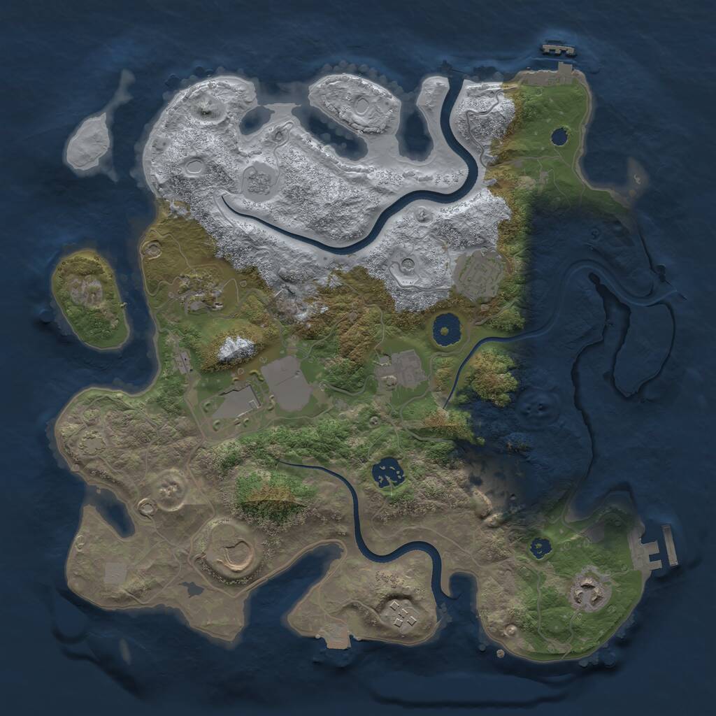 Rust Map: Procedural Map, Size: 3500, Seed: 1207430186, 15 Monuments
