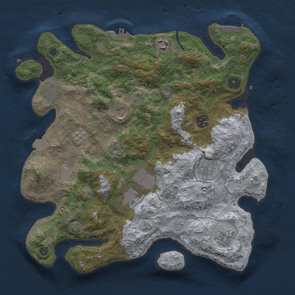 Rust Map: Procedural Map, Size: 3500, Seed: 922595, 16 Monuments