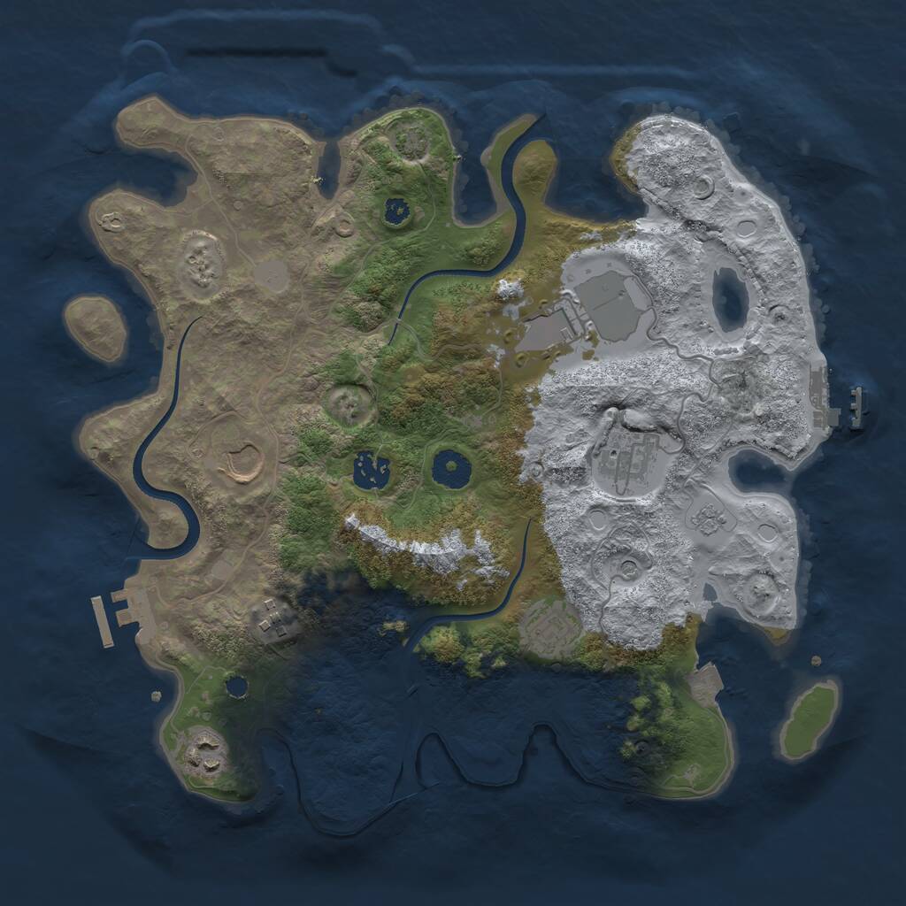Rust Map: Procedural Map, Size: 3500, Seed: 81323345, 13 Monuments