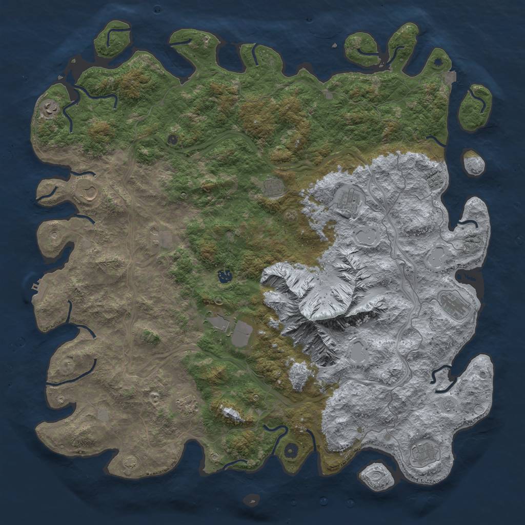 Rust Map: Procedural Map, Size: 5500, Seed: 843834883, 18 Monuments