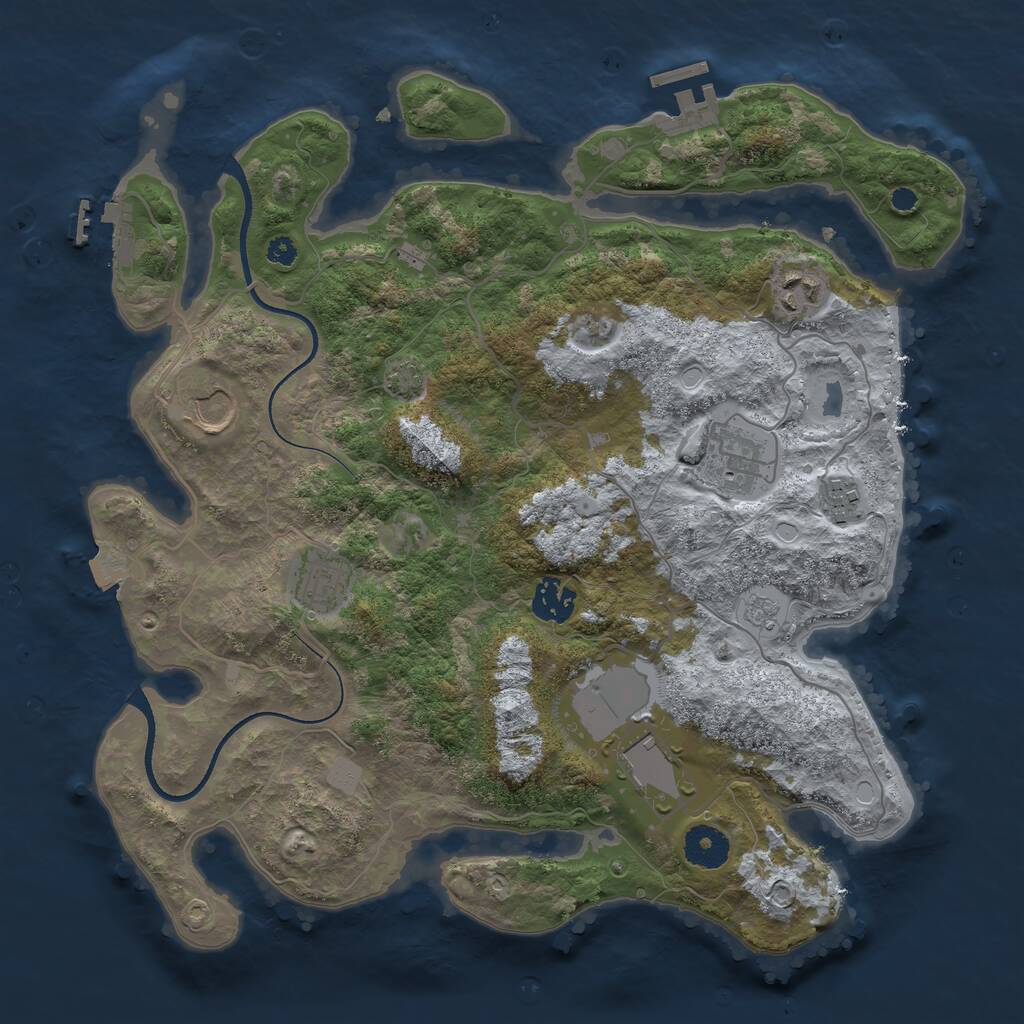 Rust Map: Procedural Map, Size: 3500, Seed: 2179752, 12 Monuments