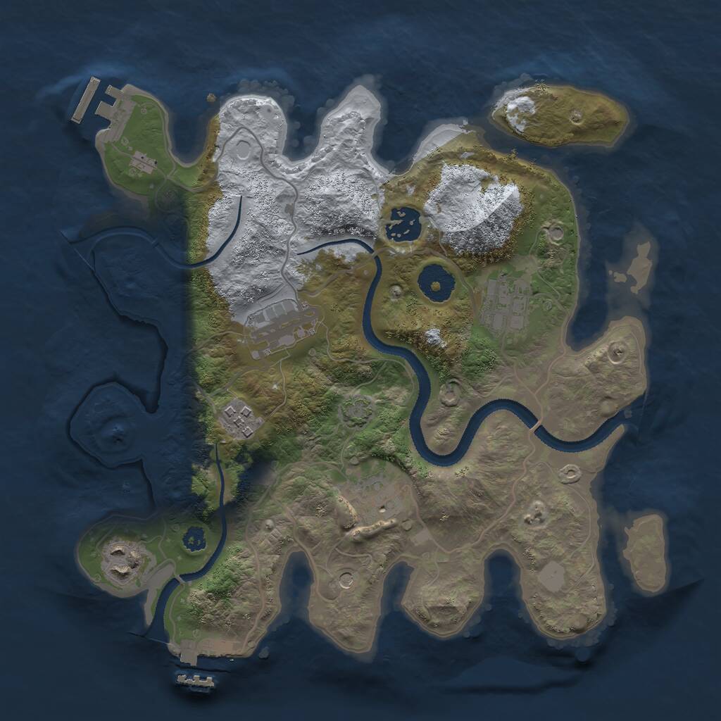Rust Map: Procedural Map, Size: 3000, Seed: 1847643608, 11 Monuments