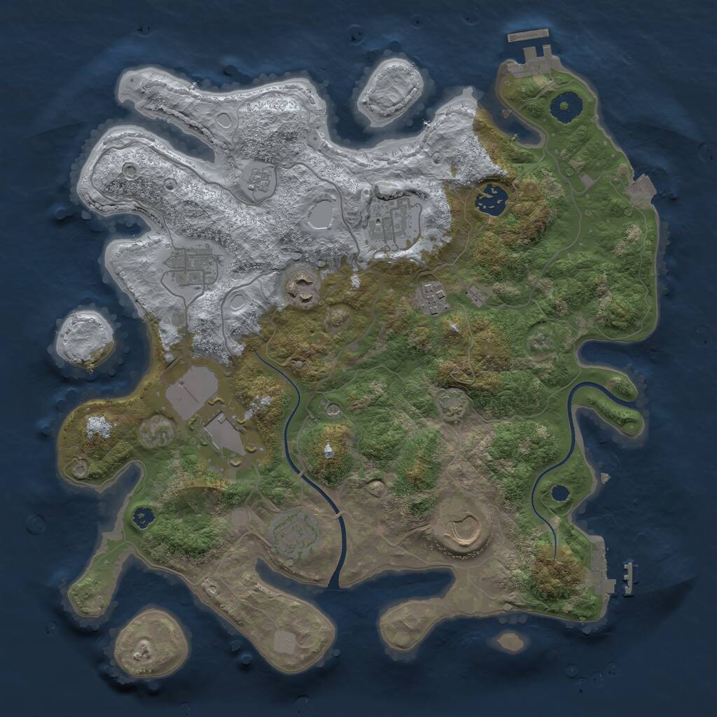 Rust Map: Procedural Map, Size: 3500, Seed: 384709094, 14 Monuments