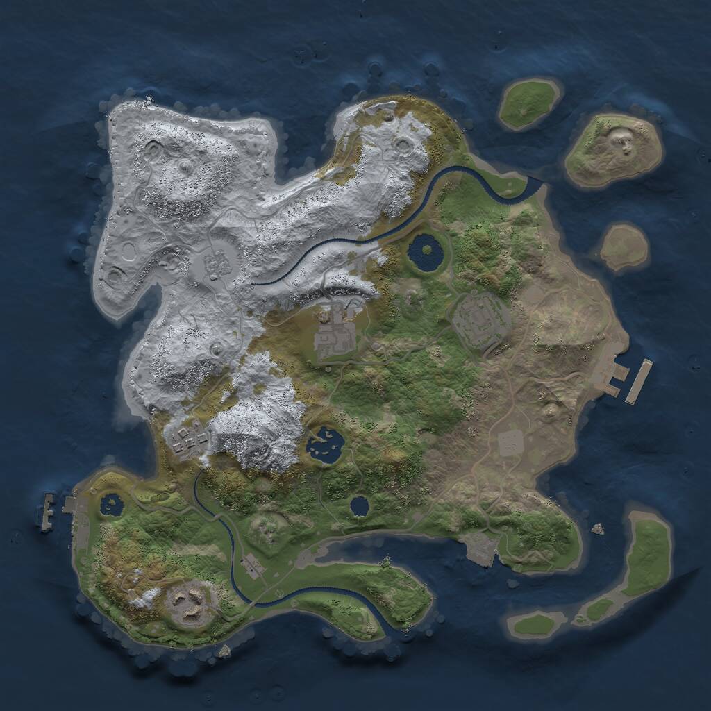 Rust Map: Procedural Map, Size: 3000, Seed: 266687046, 9 Monuments
