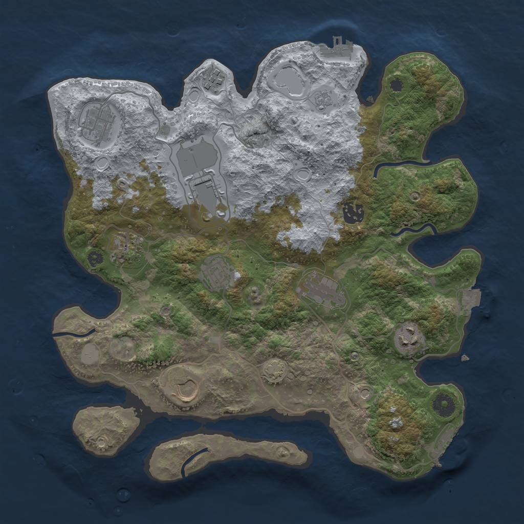 Rust Map: Procedural Map, Size: 3500, Seed: 113048382, 17 Monuments