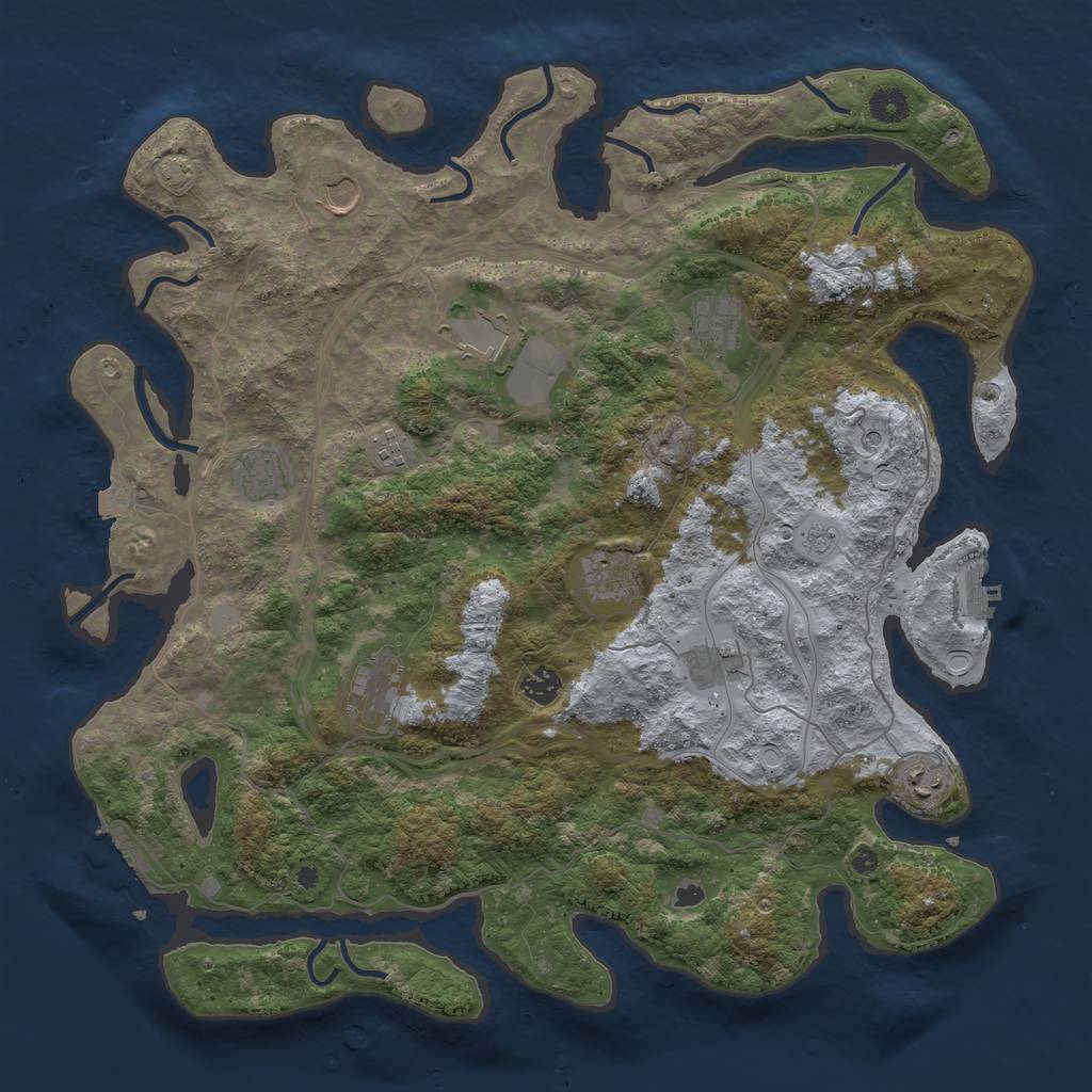 Rust Map: Procedural Map, Size: 4350, Seed: 1623730432, 18 Monuments