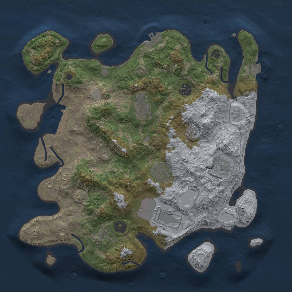 Rust Map: Procedural Map, Size: 3500, Seed: 826699608, 15 Monuments