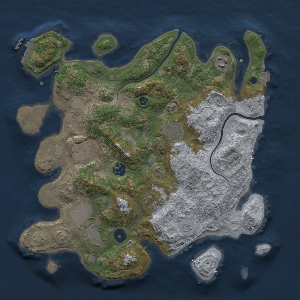 Rust Map: Procedural Map, Size: 3500, Seed: 826699608, 12 Monuments