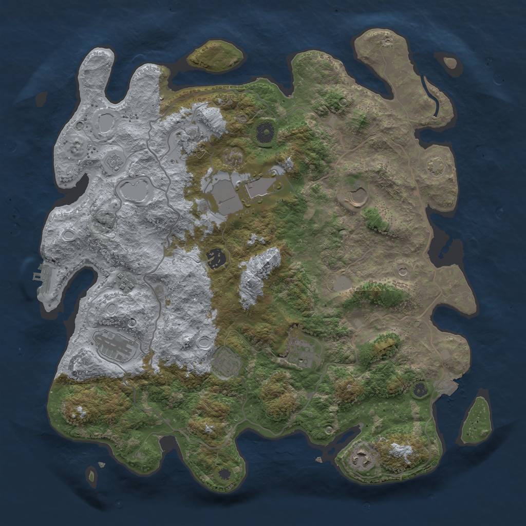 Rust Map: Procedural Map, Size: 4000, Seed: 142608, 16 Monuments
