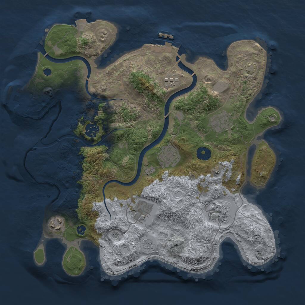 Rust Map: Procedural Map, Size: 3250, Seed: 1218370246, 13 Monuments