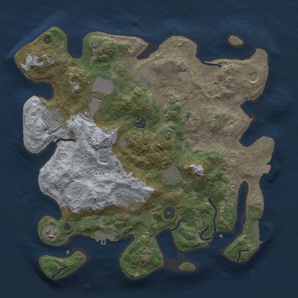 Rust Map: Procedural Map, Size: 3700, Seed: 642626873, 18 Monuments