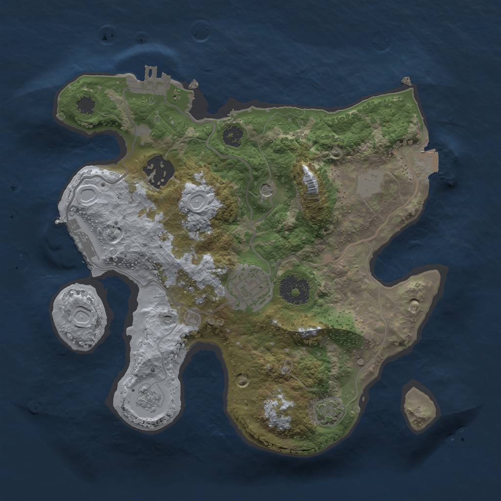 Rust Map: Procedural Map, Size: 2500, Seed: 1026479, 10 Monuments