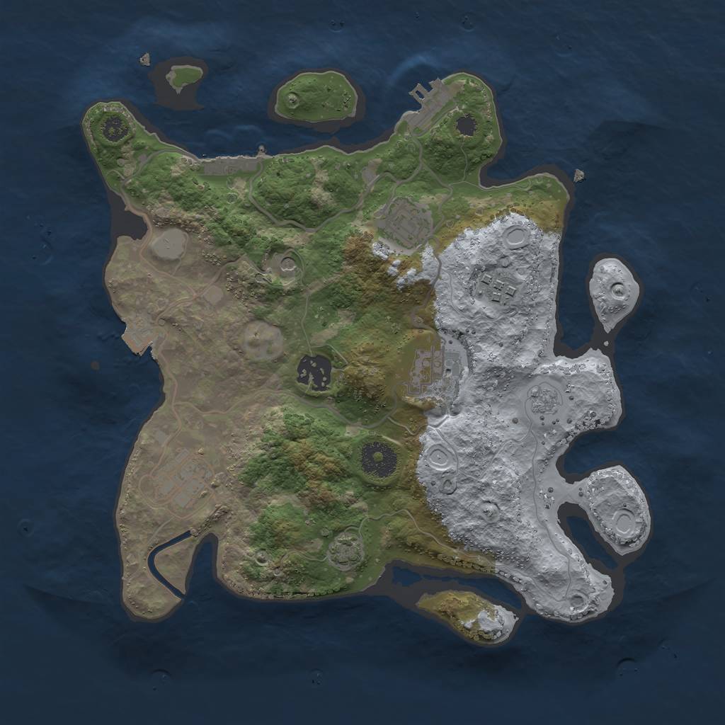Rust Map: Procedural Map, Size: 3000, Seed: 2441907, 13 Monuments