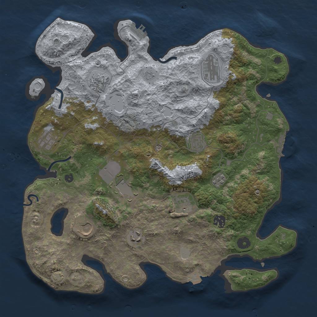 Rust Map: Procedural Map, Size: 3750, Seed: 6693, 18 Monuments