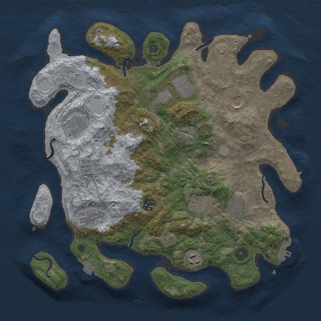 Rust Map: Procedural Map, Size: 3700, Seed: 78508665, 17 Monuments
