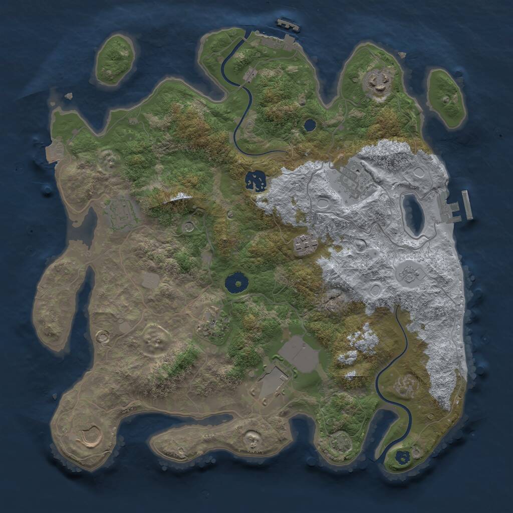 Rust Map: Procedural Map, Size: 3500, Seed: 610436705, 14 Monuments