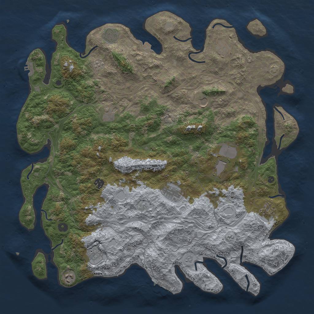 Rust Map: Procedural Map, Size: 4800, Seed: 613570880, 19 Monuments