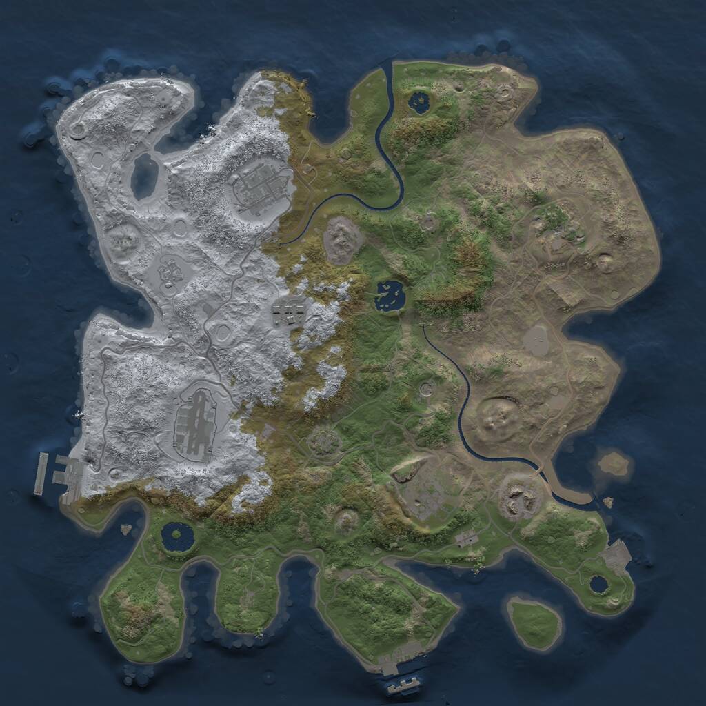 Rust Map: Procedural Map, Size: 3333, Seed: 170123672, 13 Monuments