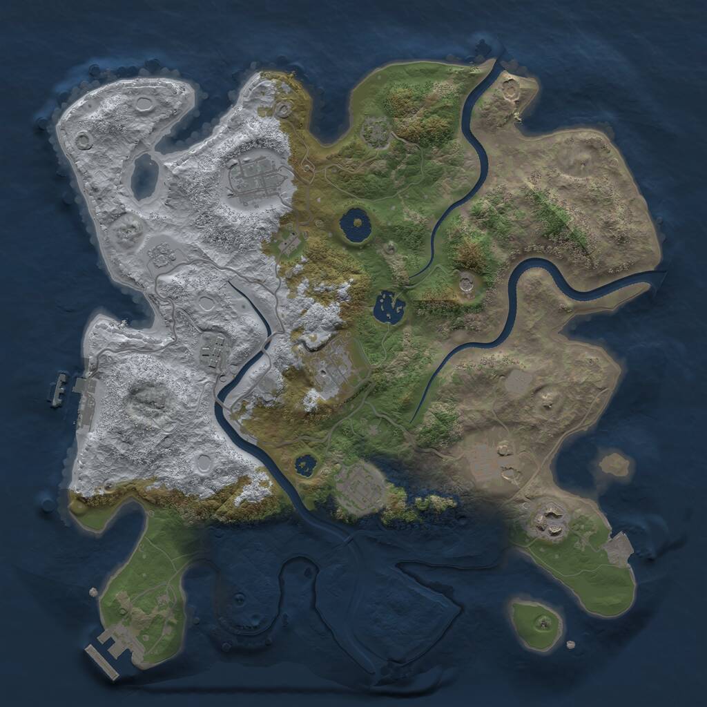 Rust Map: Procedural Map, Size: 3333, Seed: 170123672, 13 Monuments