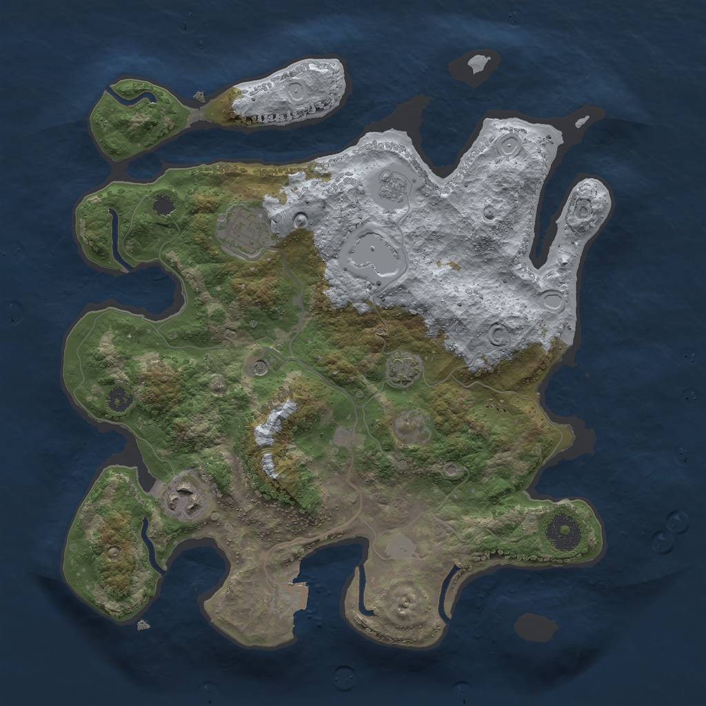 Rust Map: Procedural Map, Size: 3000, Seed: 1249710859, 8 Monuments