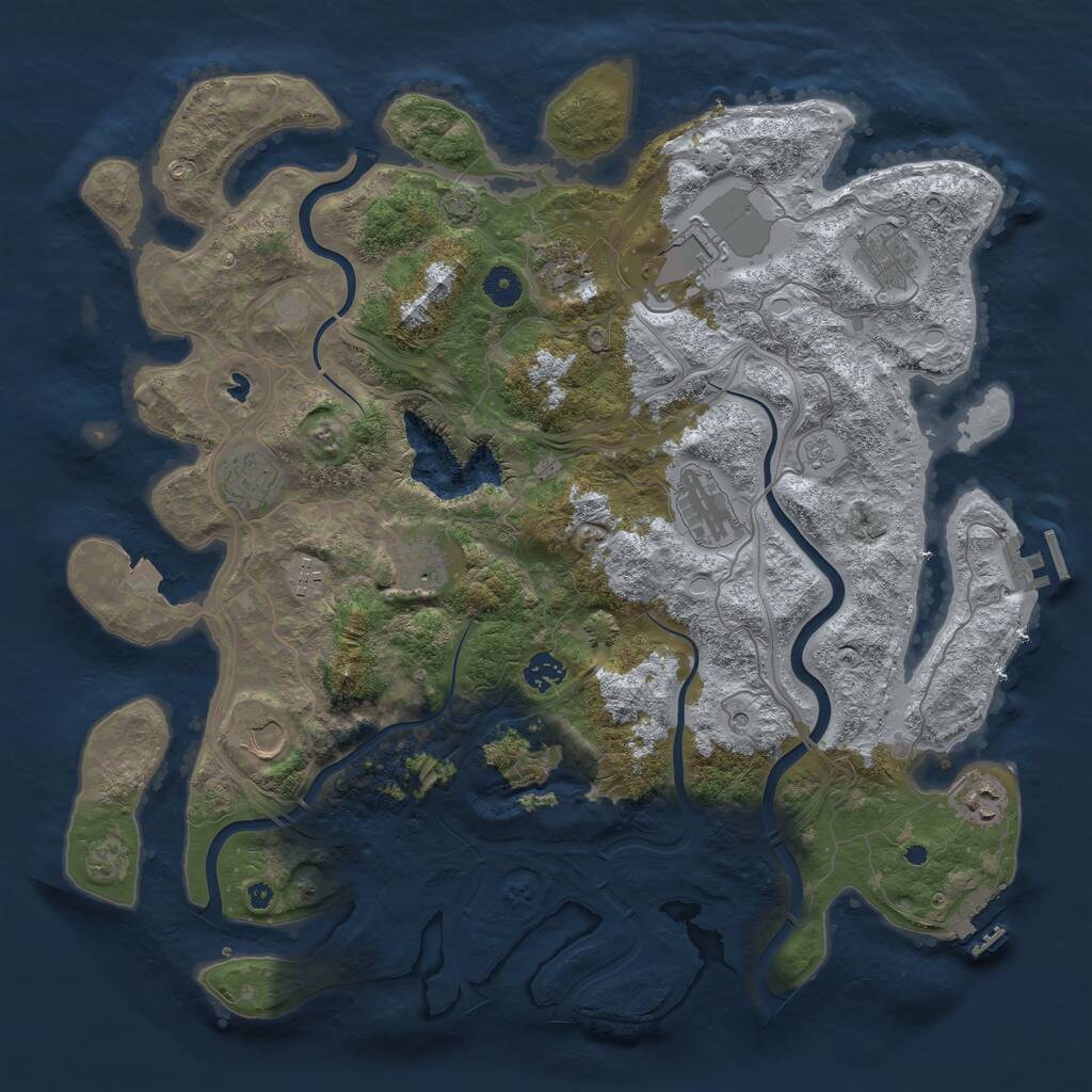 Rust Map: Procedural Map, Size: 4250, Seed: 1245344385, 16 Monuments