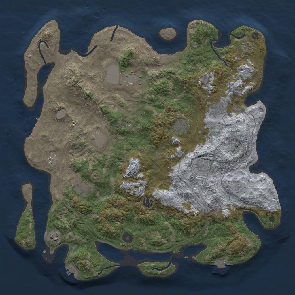 Rust Map: Procedural Map, Size: 4250, Seed: 684166957, 18 Monuments