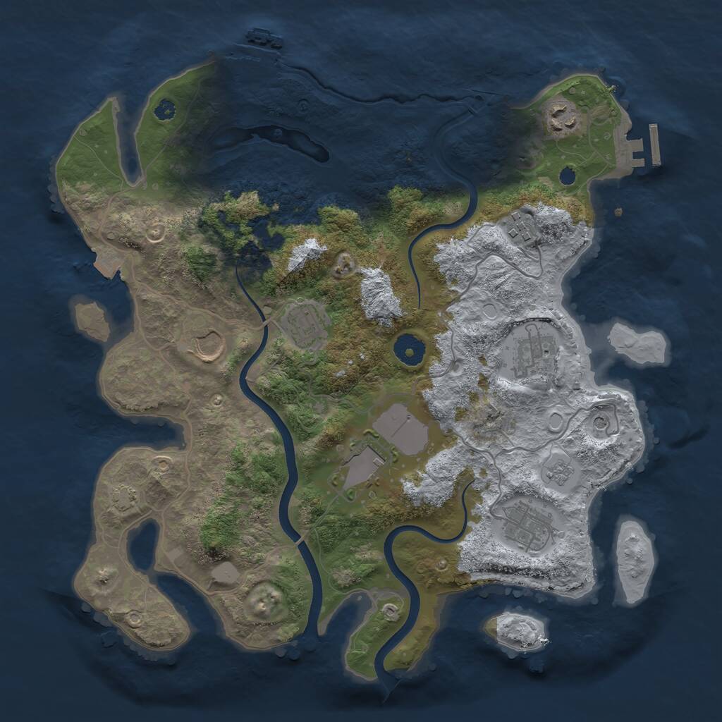 Rust Map: Procedural Map, Size: 3500, Seed: 823491443, 13 Monuments