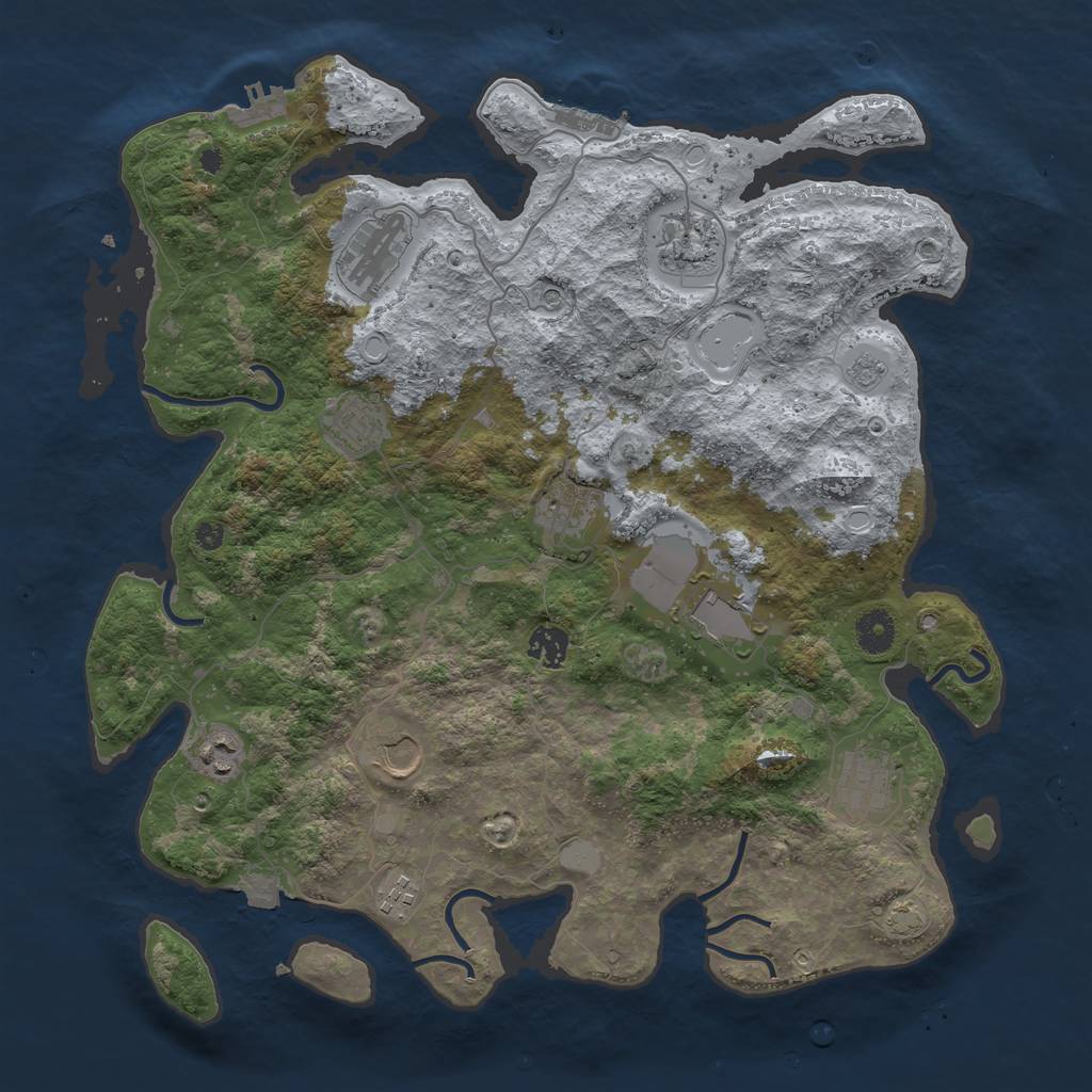 Rust Map: Procedural Map, Size: 3950, Seed: 25125015, 18 Monuments