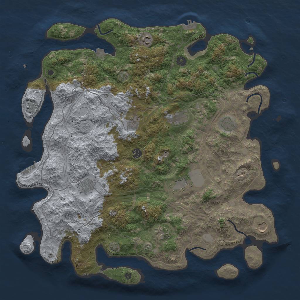 Rust Map: Procedural Map, Size: 4500, Seed: 924353875, 18 Monuments