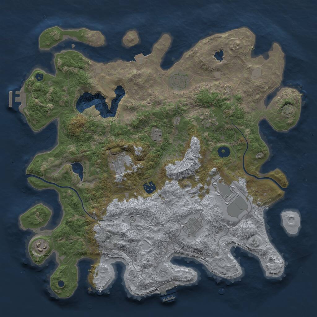 Rust Map: Procedural Map, Size: 4000, Seed: 623, 14 Monuments