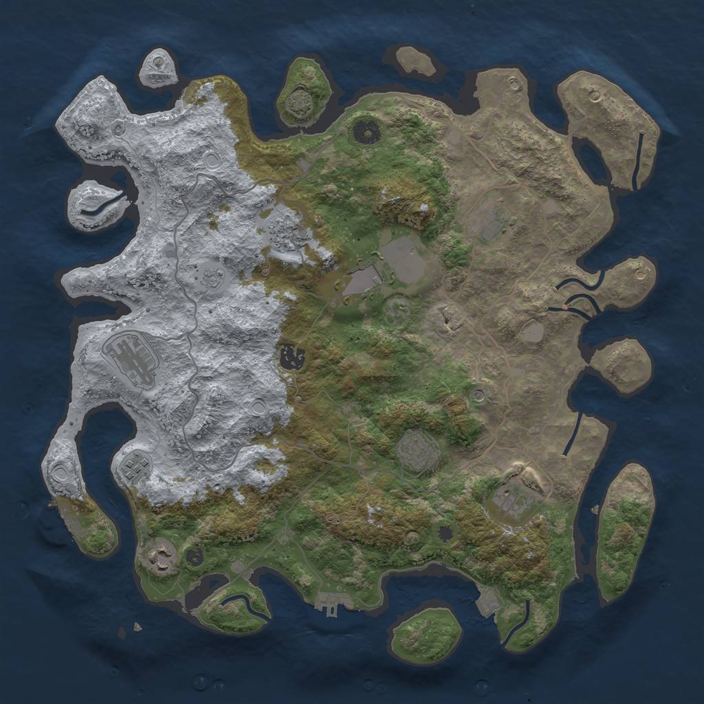 Rust Map: Procedural Map, Size: 4000, Seed: 622792839, 17 Monuments