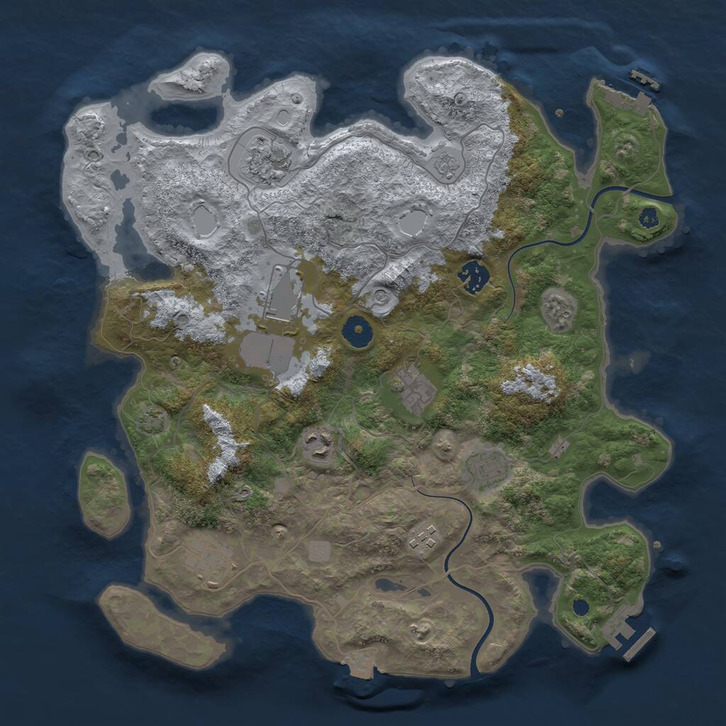 Rust Map: Procedural Map, Size: 3600, Seed: 868415575, 14 Monuments