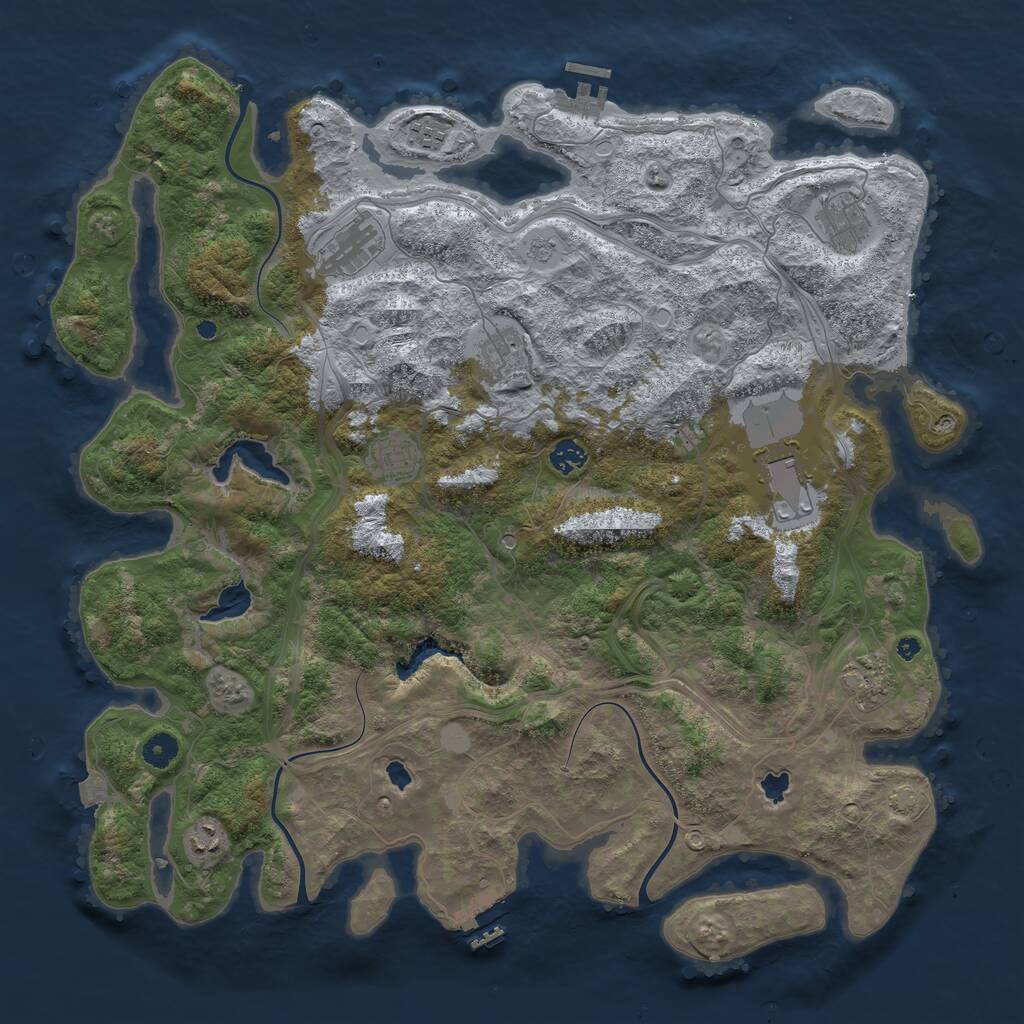 Rust Map: Procedural Map, Size: 4500, Seed: 43091356, 15 Monuments