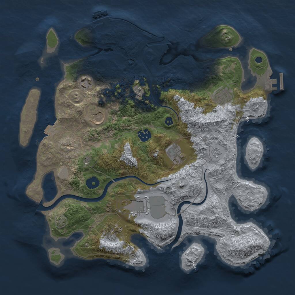Rust Map: Procedural Map, Size: 3500, Seed: 93189145, 14 Monuments