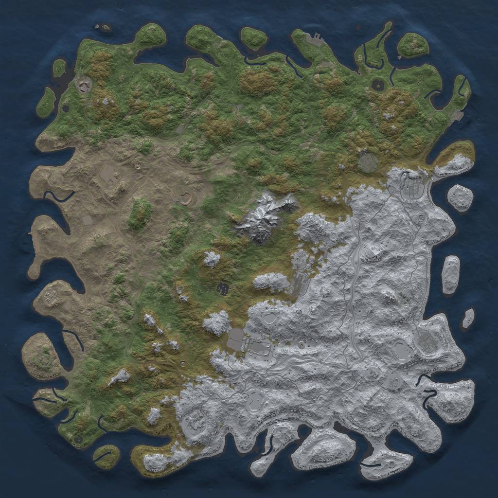 Rust Map: Procedural Map, Size: 6000, Seed: 1152224127, 19 Monuments