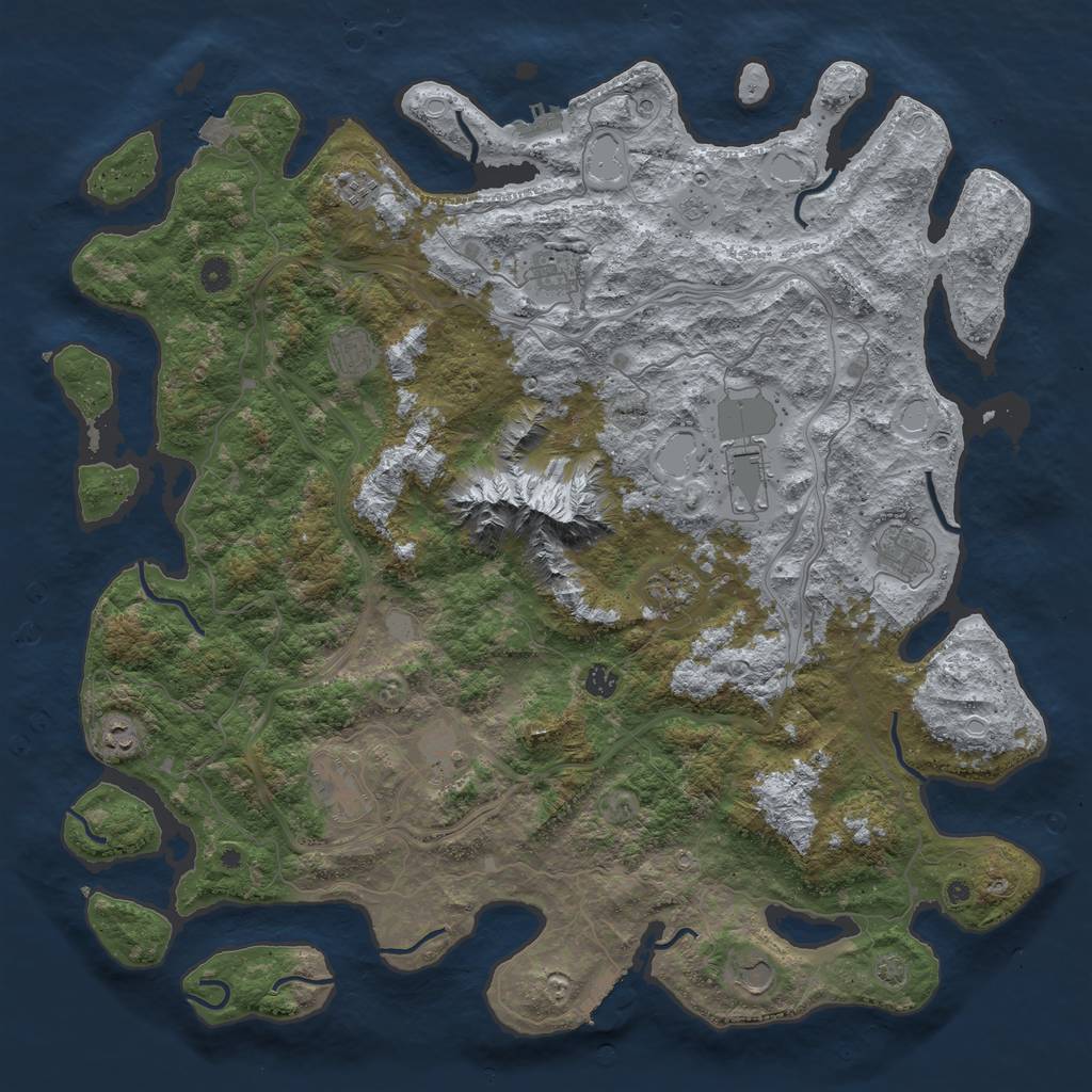 Rust Map: Procedural Map, Size: 5000, Seed: 1385127562, 19 Monuments