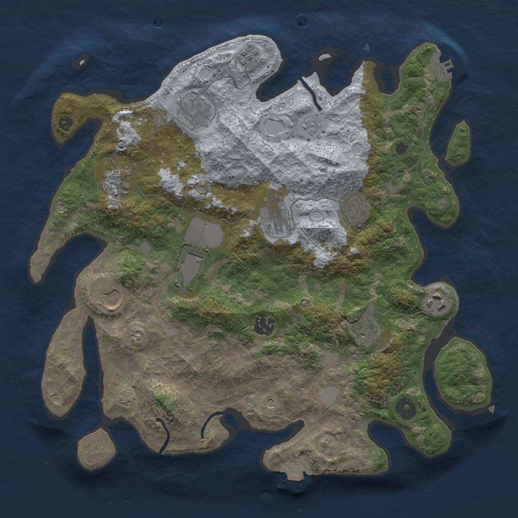 Rust Map: Procedural Map, Size: 3700, Seed: 1236453983, 17 Monuments