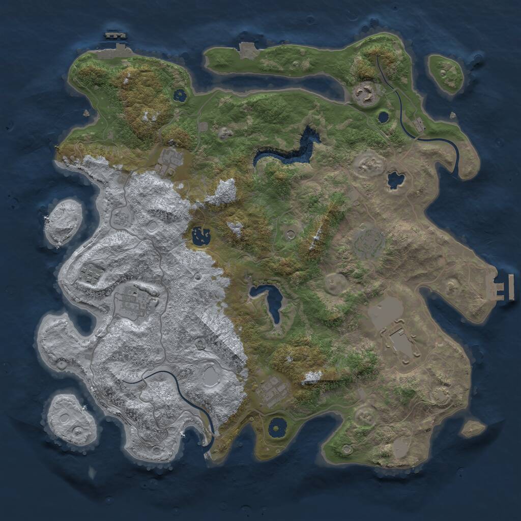 Rust Map: Procedural Map, Size: 4000, Seed: 1158186941, 14 Monuments