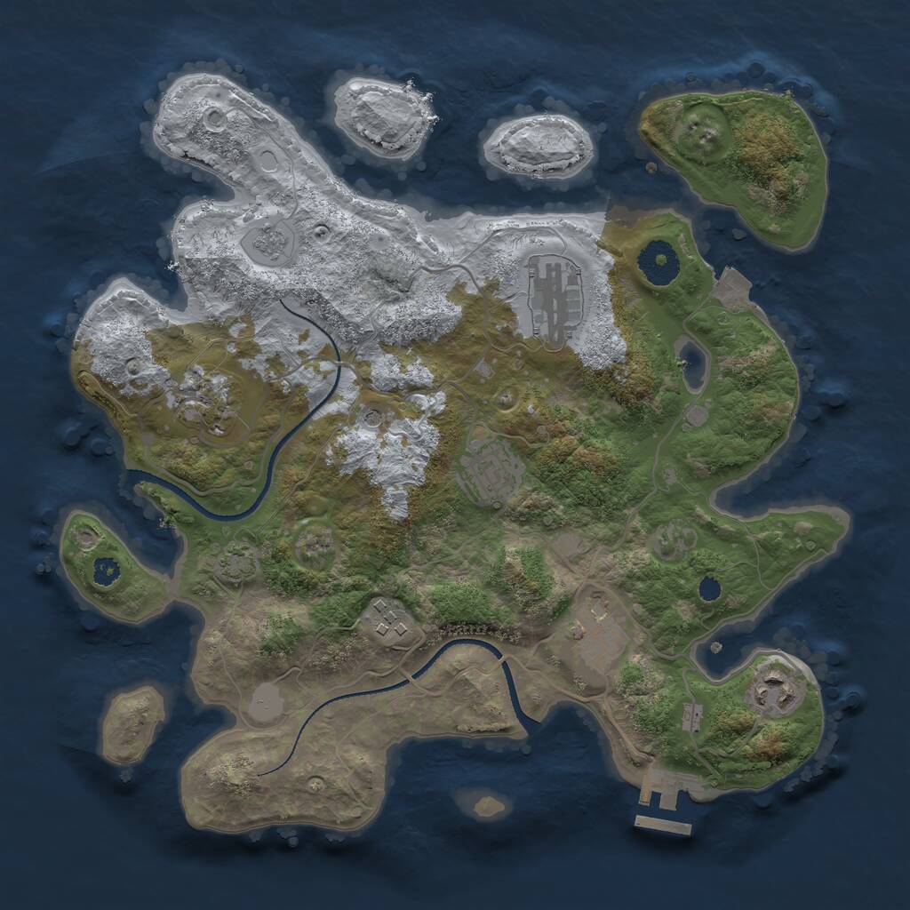Rust Map: Procedural Map, Size: 3250, Seed: 1186413896, 11 Monuments