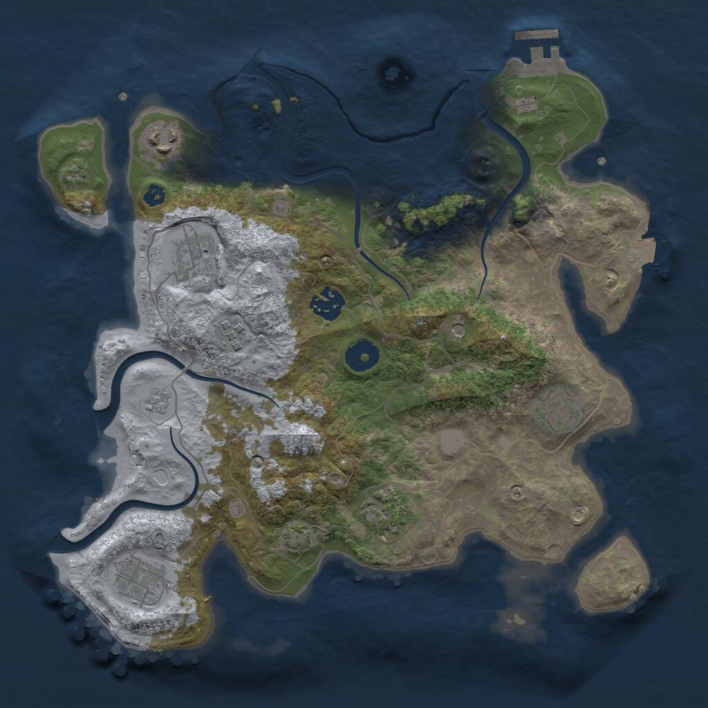 Rust Map: Procedural Map, Size: 3300, Seed: 1000, 12 Monuments