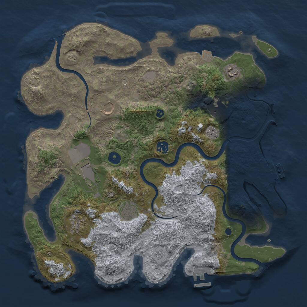 Rust Map: Procedural Map, Size: 3700, Seed: 1219957021, 14 Monuments