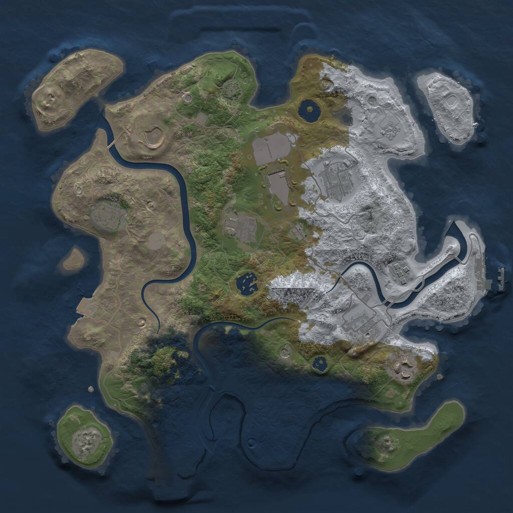 Rust Map: Procedural Map, Size: 3500, Seed: 1413065949, 15 Monuments