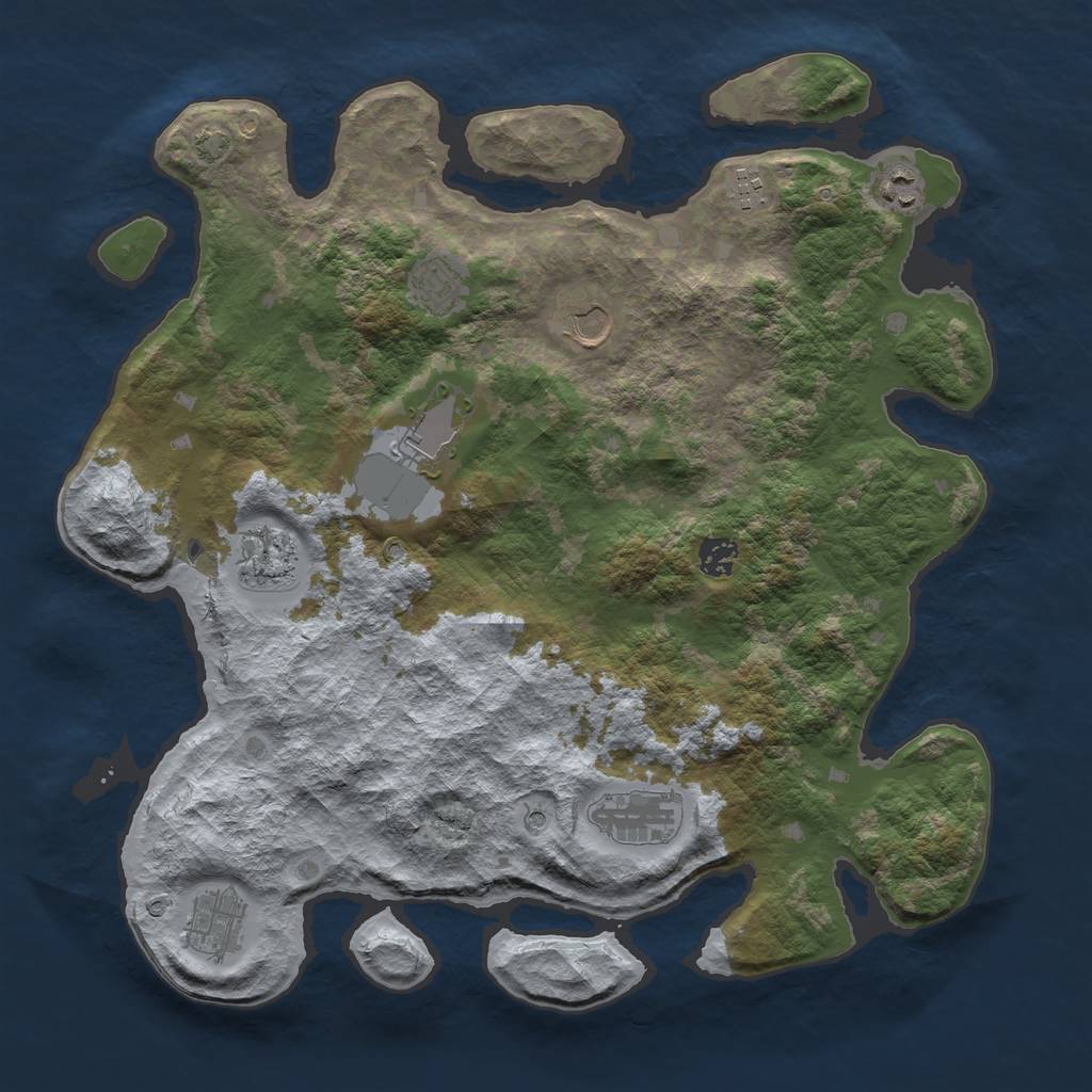 Rust Map: Barren, Size: 4000, Seed: 2941460, 13 Monuments