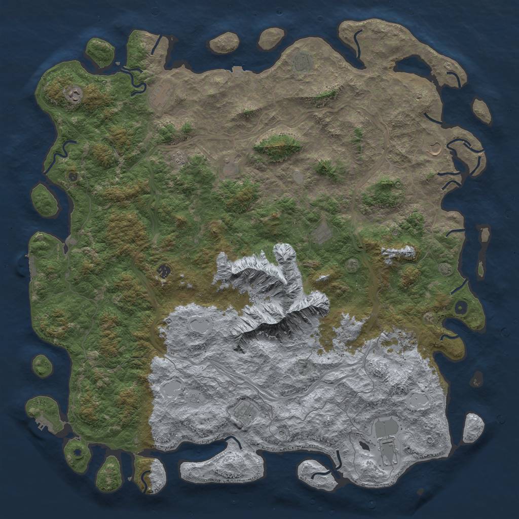 Rust Map: Procedural Map, Size: 6000, Seed: 369744156, 19 Monuments