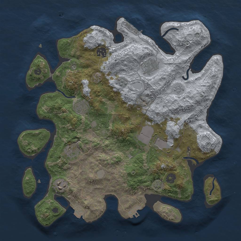 Rust Map: Procedural Map, Size: 3500, Seed: 28524586, 15 Monuments