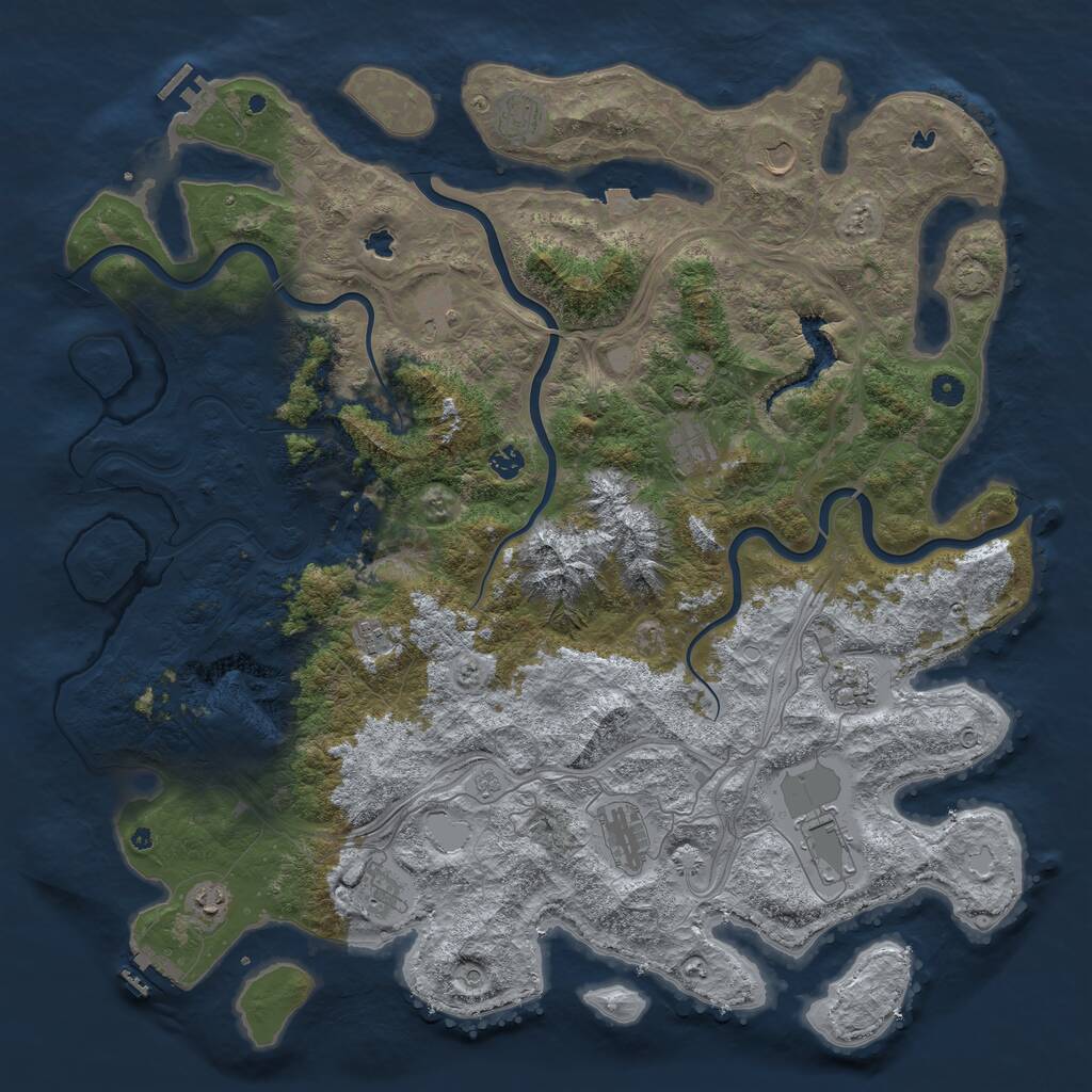 Rust Map: Procedural Map, Size: 5000, Seed: 1319072296, 17 Monuments